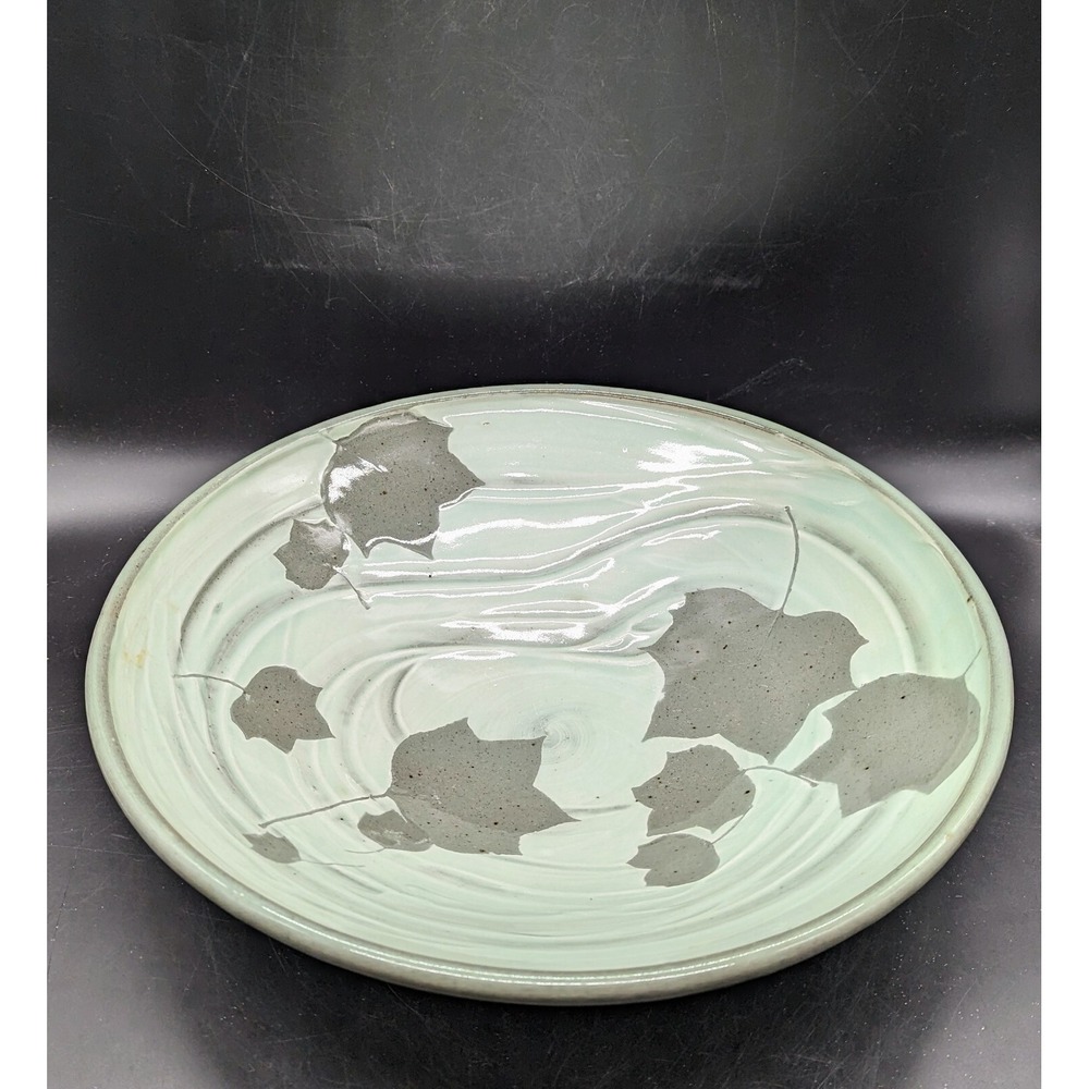 Sarah De Beach's Studio Art Pottery 13.75" Centerpiece Bowl Impressed Leaf